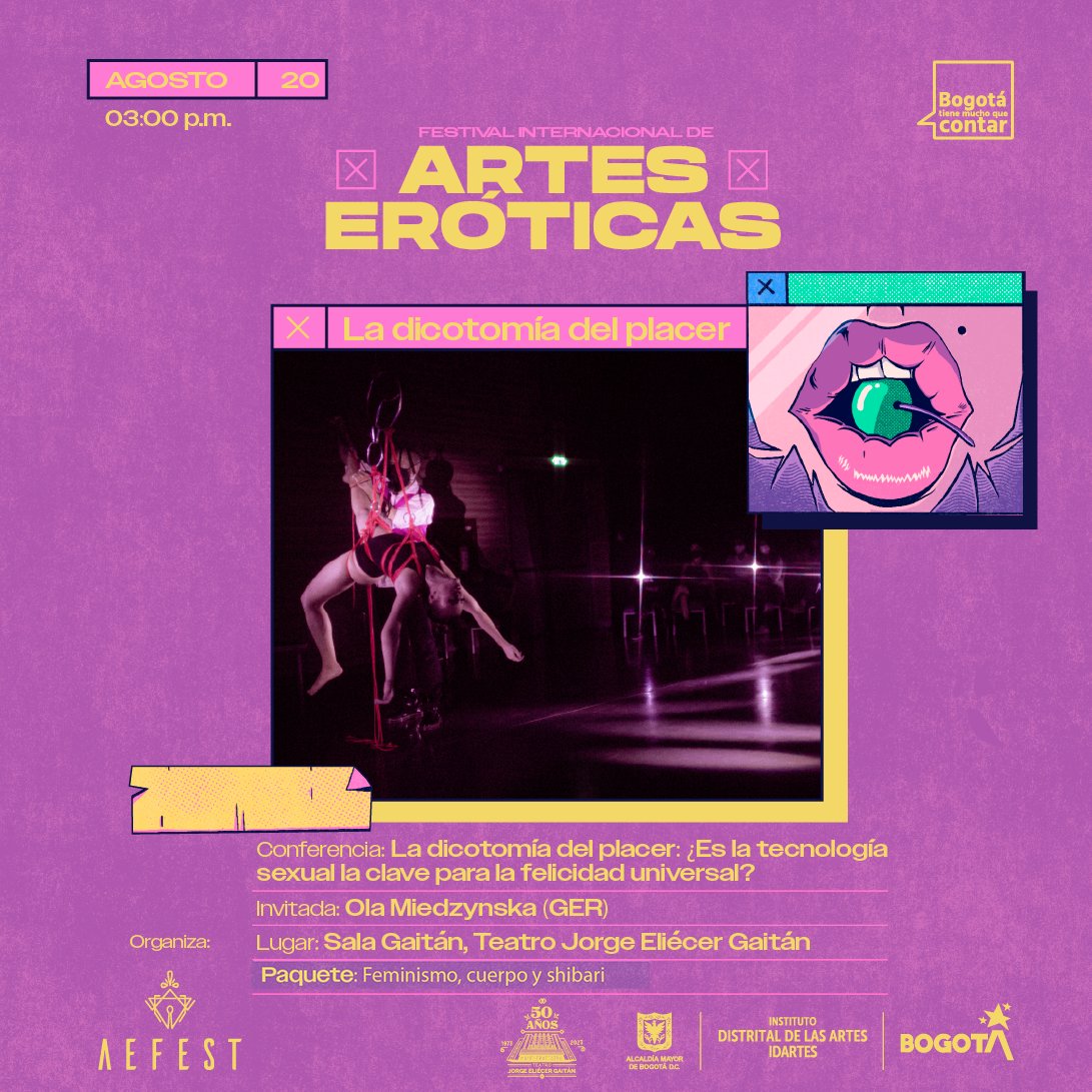 Conferencia 👉 La dicotomía del placer #OlaMiedzynska 
Toda la programación en aefestcolombia.com y entradas en bit.ly/AEFESTBOLETERIA o Tuboleta. Preventa del 20% hasta el 4 de agosto.