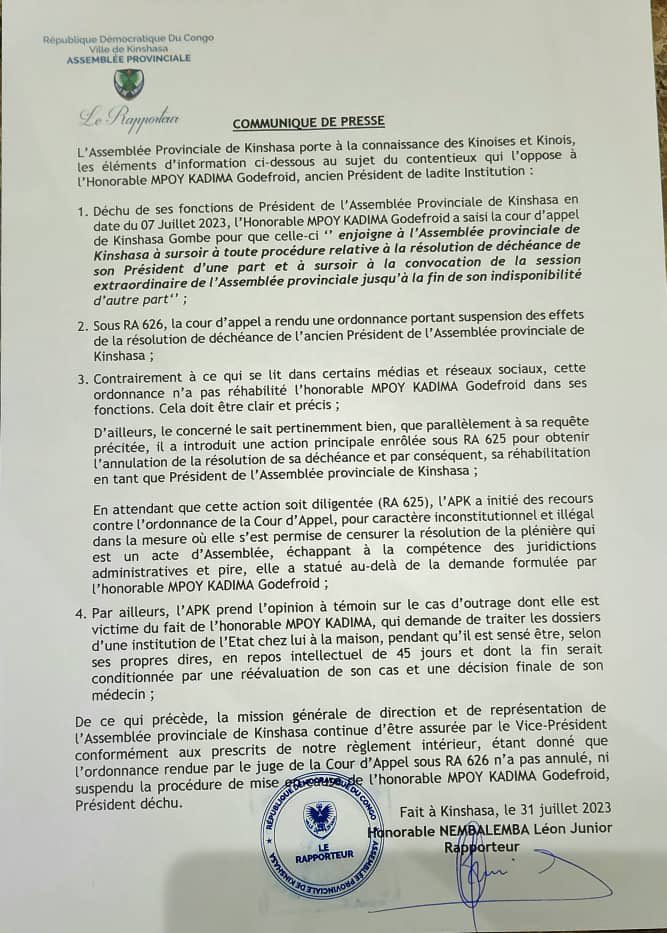 GramicN's tweet photo. Flash !!! APK : Godé Mpoyi et son équipe ont menti tout un peuple, d’après ce communiqué de Presse signé par @NembalembaJun rapporteur du bureau. Godé Mpoyi n’a jamais été réhabilité par la cour d’appel de Kin-Gombe. 

Donc, le Pasteur pourrait tromper également? 🤦🏿‍♂️🙆🏿‍♂️🙆🏿‍♂️👌🏿😂😂🇨🇩 Mawa 😭
