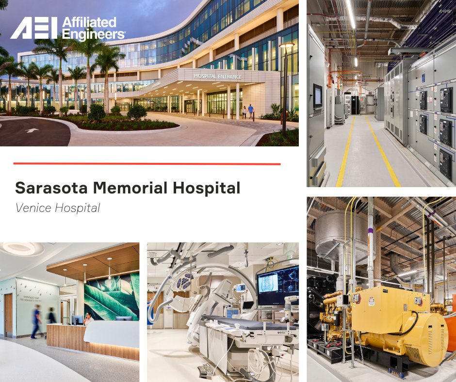 Sarasota Memorial Hospital Venice Campus is recognized as one of the nation’s best hospitals. Hurricane Ian’s destruction last year caused lost utility power, but due to the backup generator, the hospital continued operations with no interruption and all MEP systems intact.