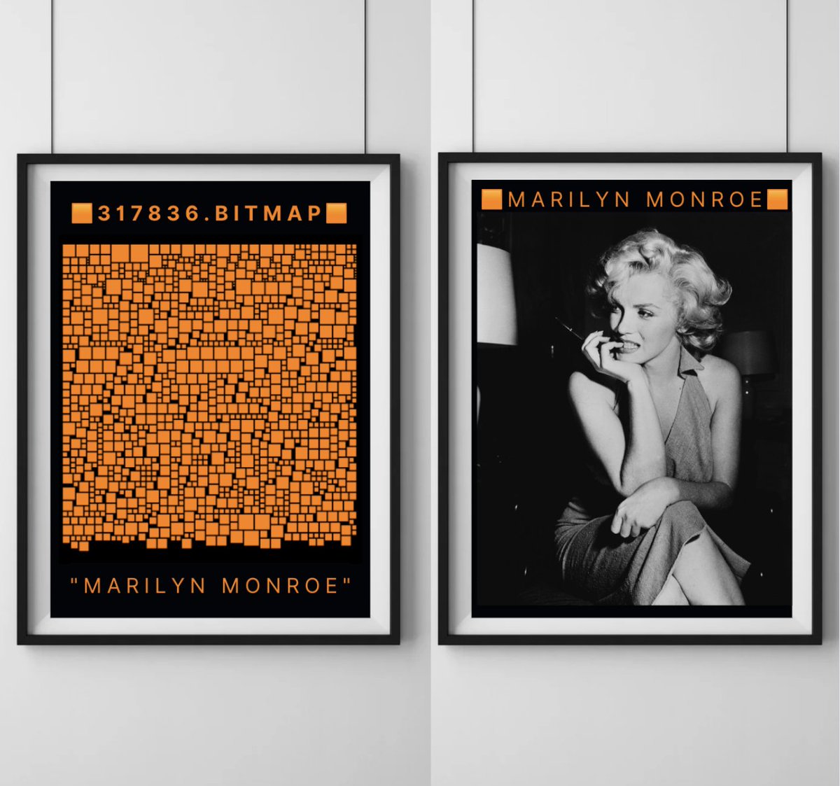 🟧 "The Marilyn Monroe "🟧 #bitmap
while 🟧⛏through the bitmap mines... 

🟧art &amp; history inscribed 4 ever on #Bitcoin  blocks

🟧 Check your hidden messages or ASCI art on messagesfromthemines.brangerbriz.com
or eternitywall.it

#Bitcoin #Bitmap #Metaverse #messagesfromthemines