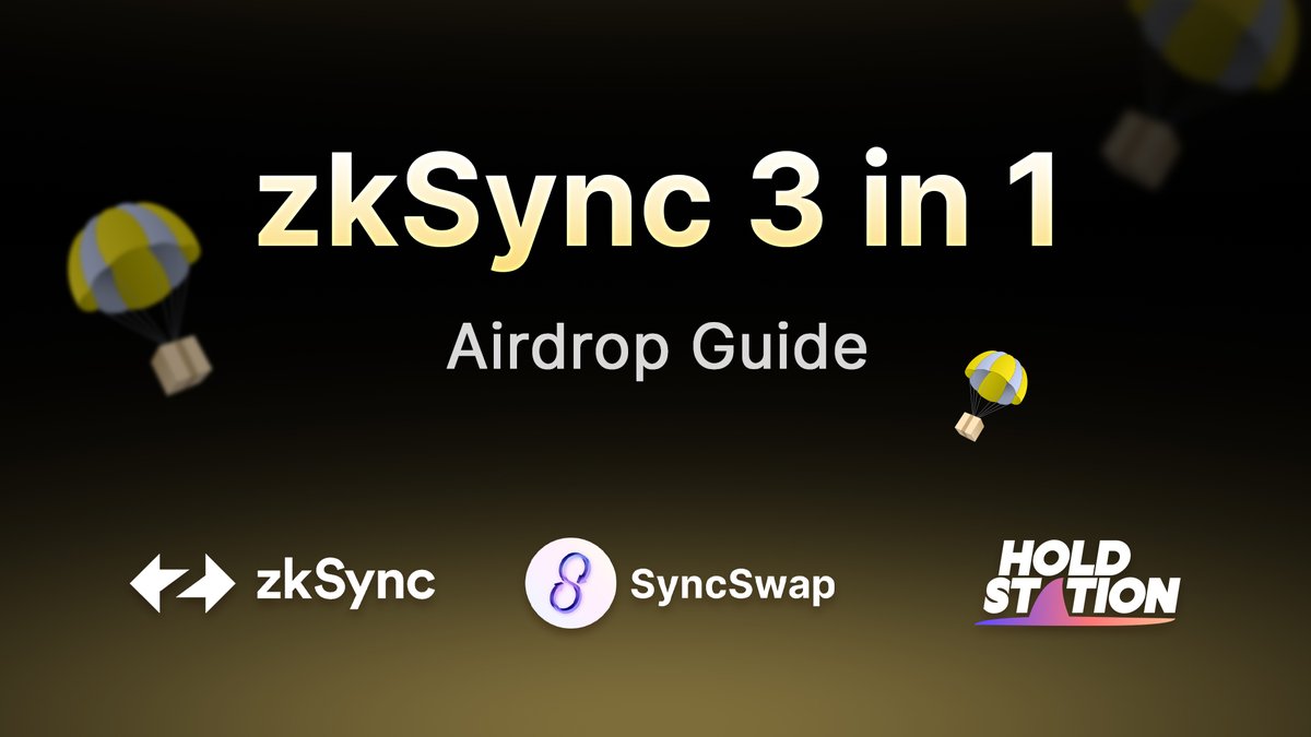 Another day, another AIRDROP #71🪂

ZKS airdrop is confirmed for 2023 and will be HUGE !

And by using <a href="/HoldstationW/">Holdstation - The DeFAI Smart Wallet</a>, you can cash in over $10,000

Here are 3 airdrops in 1 strategy on <a href="/zksync/">ZKsync</a>👇🧵

▫️ Holdstation,
▫️ Syncswap,
▫️ zkSync.

Estimed time : 10 min