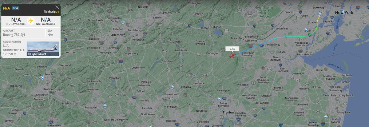 IntelDoge's tweet photo. DJT has departed Newark Liberty International Airport, heading for Washington DC. https://t.co/Z7IUYkn8He