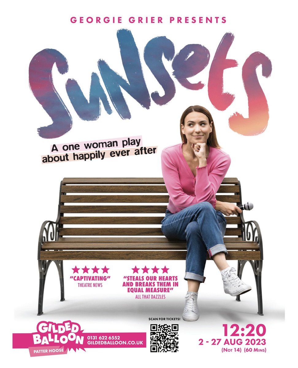 Thank you so much for your support today. For anyone asking about my #edfringe show, my one woman play is ‘Sunsets’. It’s about rom coms but also family. I’d love to have you there. I’m performing until the 27th at @Gildedballoon at 12.20pm. Thank you xx tickets.gildedballoon.co.uk/event/14:4979/