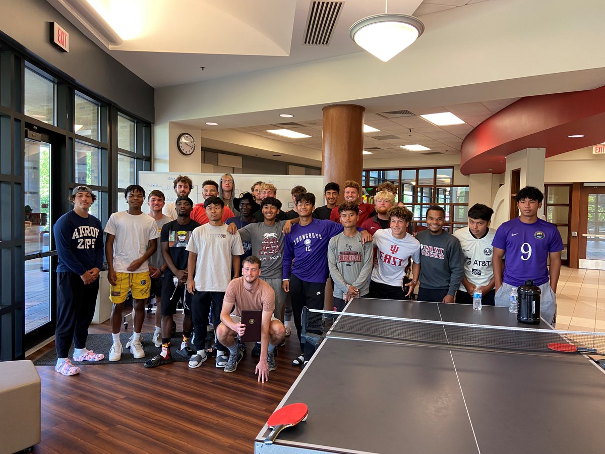 IUE_ENTR's tweet image. It's exciting to welcome back to campus the @RedWolvesMS team with a fun and educational ping pong tournament.  The winner is, Callum Coleman an @iueast senior from Darlington, U.K. Congratulation Callum.