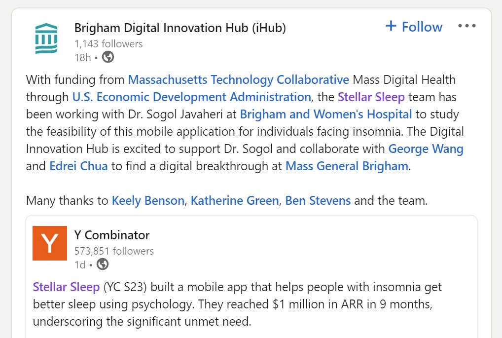 Thank you <a href="/BWHiHub/">Brigham Digital Innovation Hub</a> for the repost. We're so excited to be working together with Dr. Sogol Javaheri and Brigham and Women's Hospital for our study.