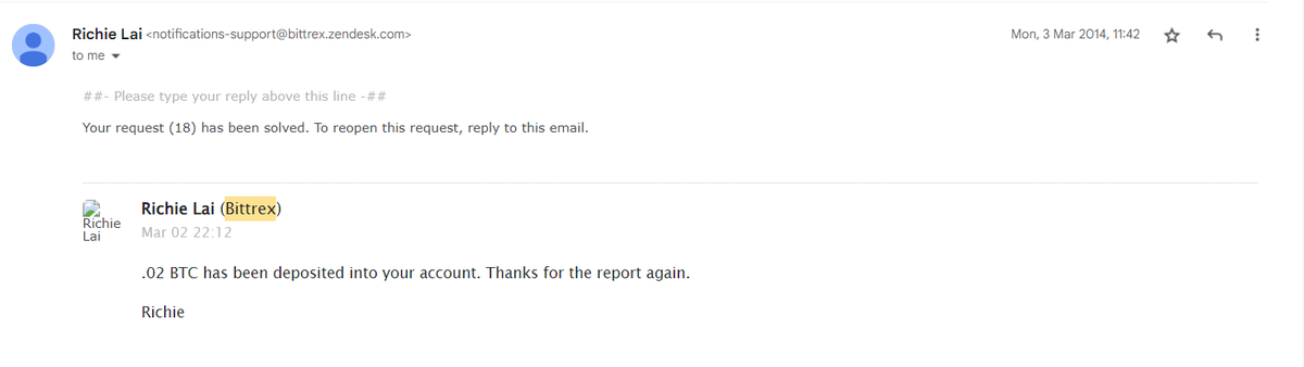 sehgalsec's tweet photo. Bittrex Bug Bounty 2014 
Check your account for unwithdrawn balance. Review your emails. Potential overlooked BTC awaits. #bugbounty https://t.co/bkGA5wZZOd