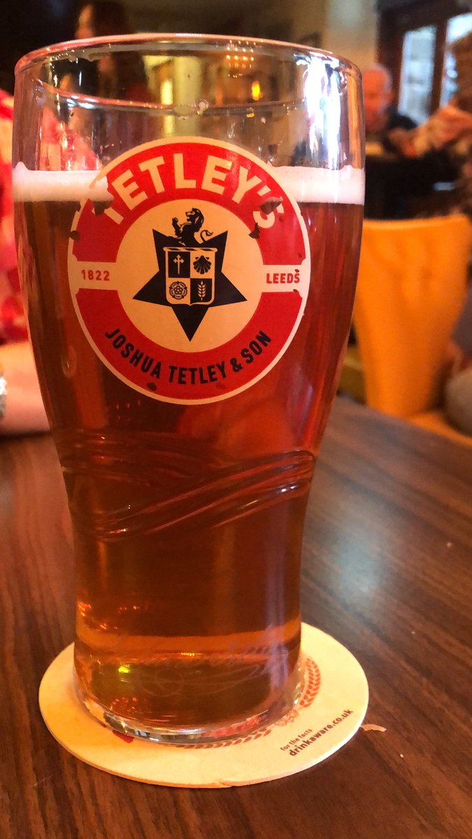 agittner's tweet photo. I’m in a real pub having a very good pint of cask Tetleys (£3.60 a pint) having really good Indian food and the best bit, it’s walking distance from home. Simple pleasures #notaschoolnight https://t.co/XkN9AiPjk1