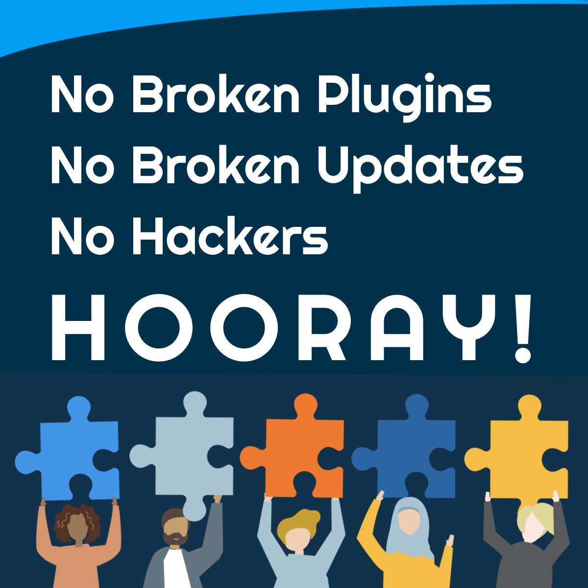 Marketpath's tweet photo. No Broken Plugins
No Broken Updates
No Hackers
Hooray!

Try Marketpath (for free) today!

https://t.co/sti1WNMOtn
 #MarketpathCMS #WebDevelopment #Plugins https://t.co/NBV7maujvf