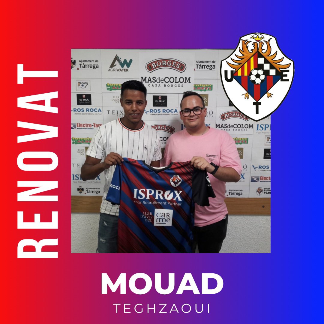 UETarrega's tweet photo. ‼️📣COMUNICAT OFICIAL 📣‼️

Mouad Teghzaoui renova una temporada més per la Unió Esportiva Tàrrega. Mouad seguirà defensant els colors blaugrana en la defensa de l’equip una temporada més. https://t.co/swCn3yNScW