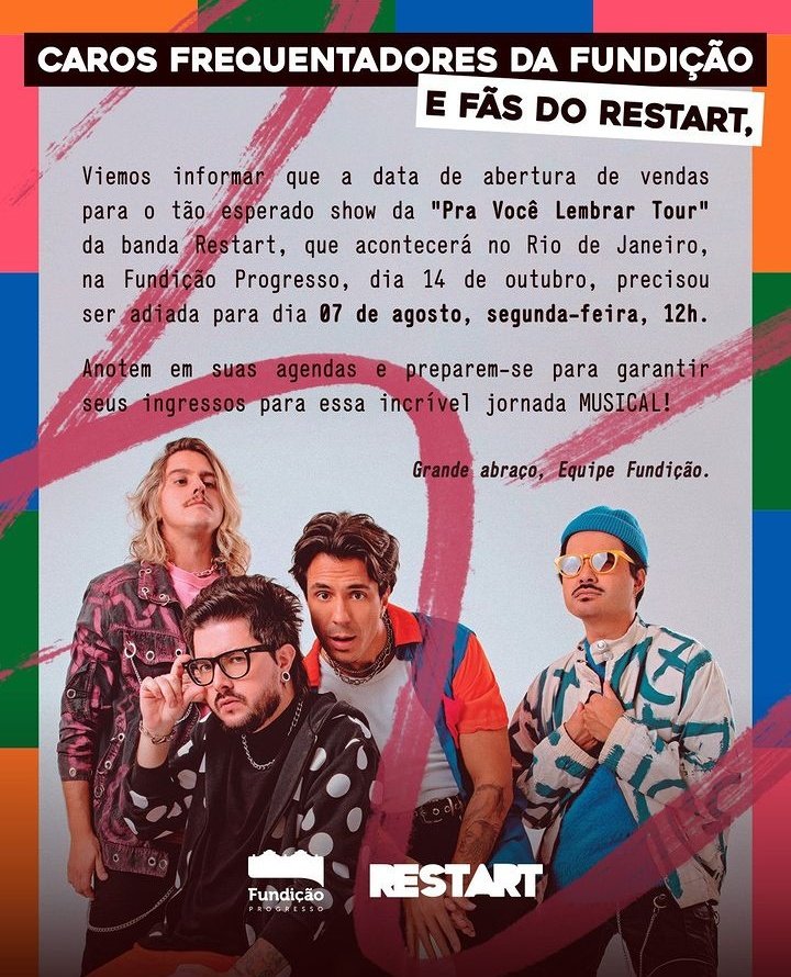 🚨 ATENÇÃO: Os ingressos para o show do RIO DE JANEIRO estarão à venda na segunda-feira (07) às 12h no site da Ticket360.