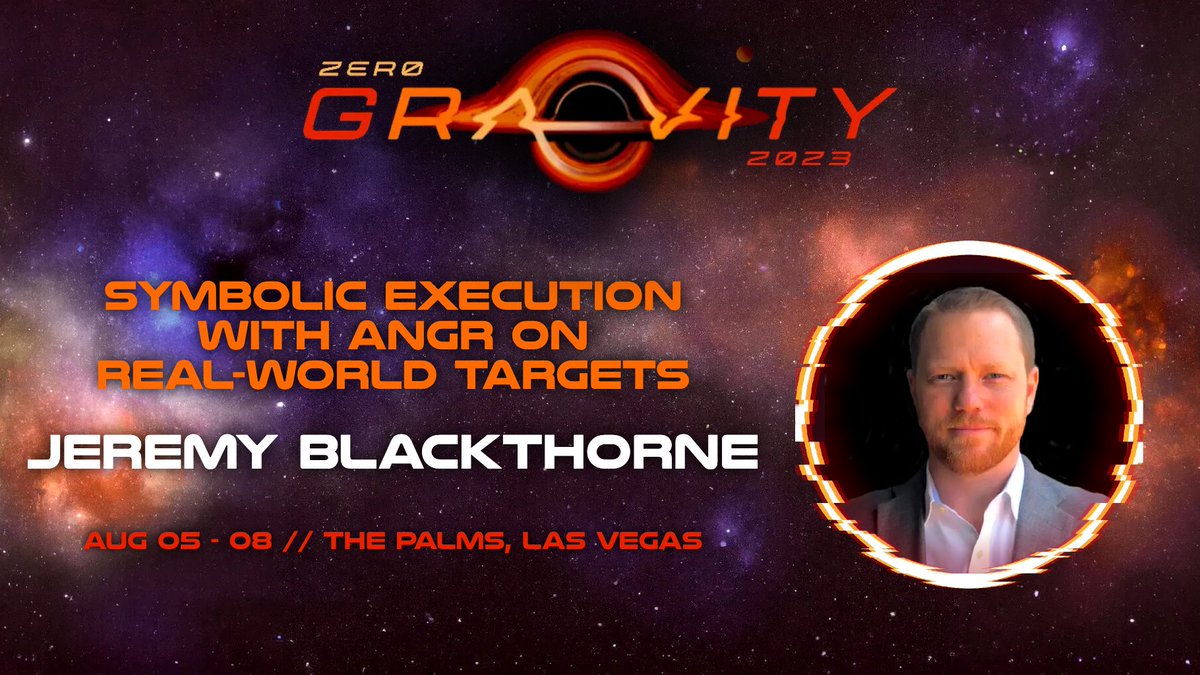 🖥️ Can’t make it to Vegas this summer? Join remotely for Jeremy Blackthorne's (<a href="/0xJeremy/">Jeremy Blackthorne</a>) #training "Symbolic Execution with #angr on Real-World Targets", and learn how to perform symbolic and concolic execution with angr!

🎟️ ringzer0.training/trainings/symb…