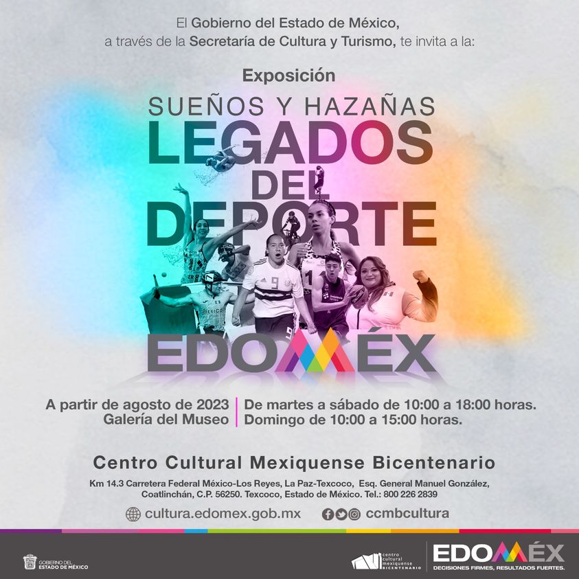 MDeporteEdomex's tweet photo. El #Edoméx es cuna de destacadas y destacados atletas y de una infraestructura deportiva de primer nivel, por eso te invitamos a la exposición “Sueños y hazañas. Legados del Deporte Edoméx”, encontrarás la historia y logros que durante seis años se han alcanzado. 🤩👩‍🦽🏃‍♂️⚽️🏀🏊‍♀️🇲🇽 https://t.co/PHDkZiPzZX
