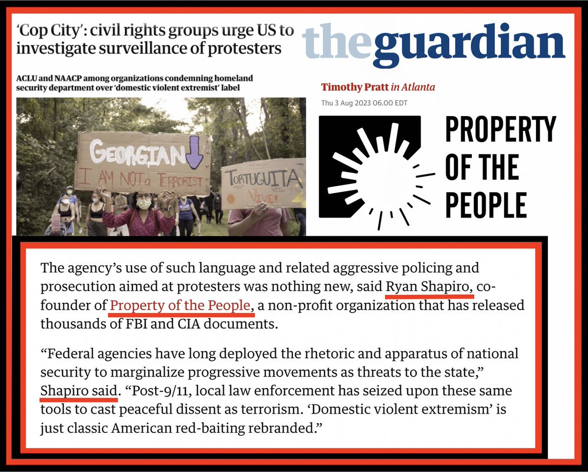 Our executive director @_rshapiro discusses the latest developments in Georgia's outrageous crackdown on the ‘Cop City’ forest defense protests. Great reporting by @TimothyJPratt for @guardian. theguardian.com/us-news/2023/a…