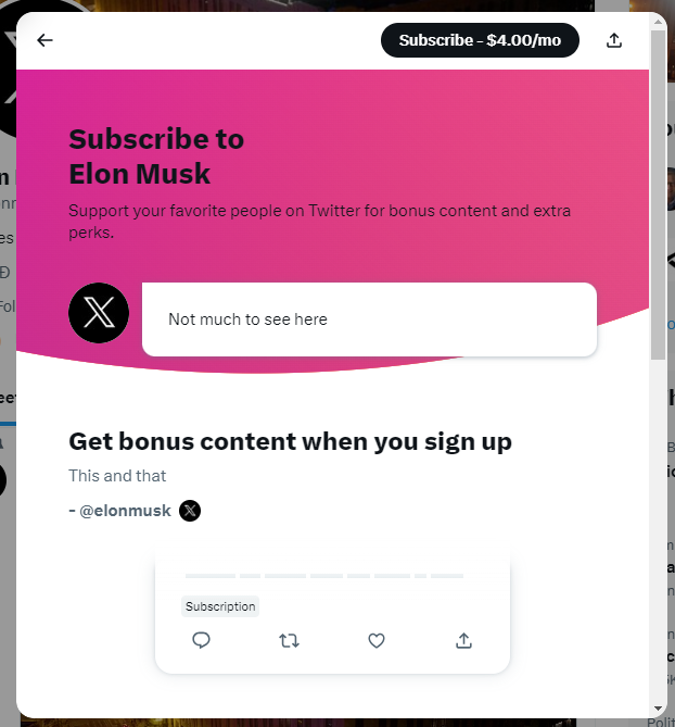 jasrasr's tweet photo. So, @Twitter used to be free...like all social media platforms. Now you need to subscribe to users. You can also offer people to subscribe to you but you need to be verified. To be verified, you need to pay for Twitter blue. (Yes, I know I used 'Twitter' and it's about to be 'X') https://t.co/wFE9kkMtQk