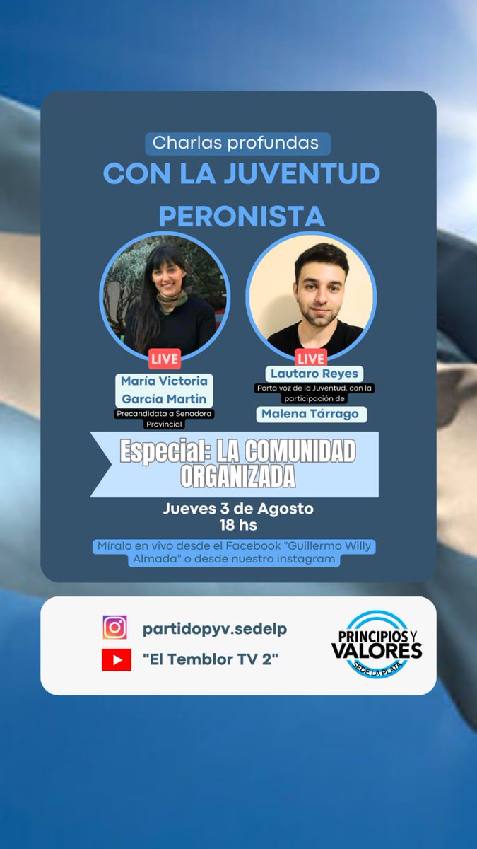 VickyGM1945's tweet photo. Hoy a las 18 hs estaremos hablando acerca de la importancia fundamental de "La Comunidad Organizada" junto a la Juventud Peronista de @pyvsedelp https://t.co/Oq7tWT8Ll3