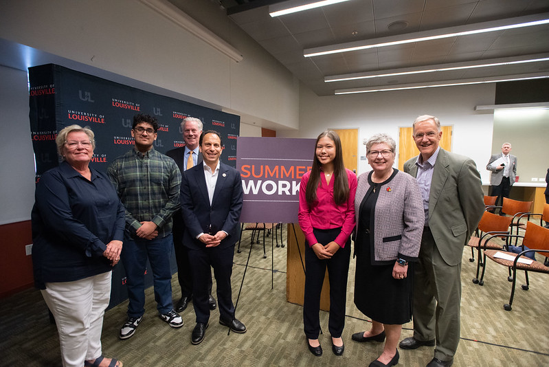 ASNBUofL's tweet photo. ASNB LSP Student on the news! A big shout out to Dana Oakes who is one of the LSP directors and a shout out to Chad Samuelsen who sponsored Liz Bryant, one of the students featured in the press conference! https://t.co/bL2acKIPid