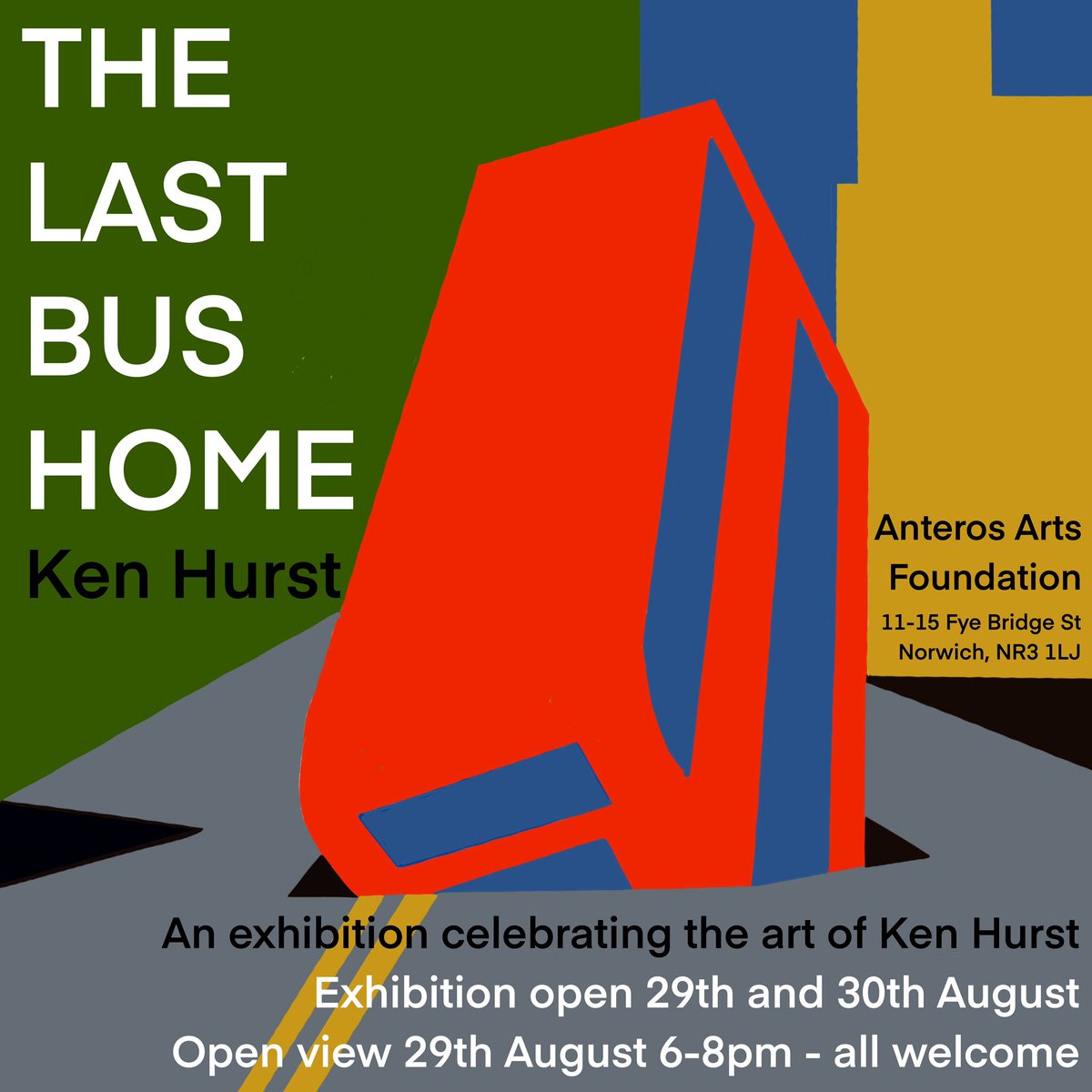 The Last Bus Home, an exhibition to celebrate the artwork of the late Ken Hurst. An artist and journalist recognised across Norfolk for his voice and artwork, particularly his prints of Norwich Lions. 29 &amp; 30 August 
Open view 6 to  8pm on 29 All Welcome #Norwich #NorwichArtShop