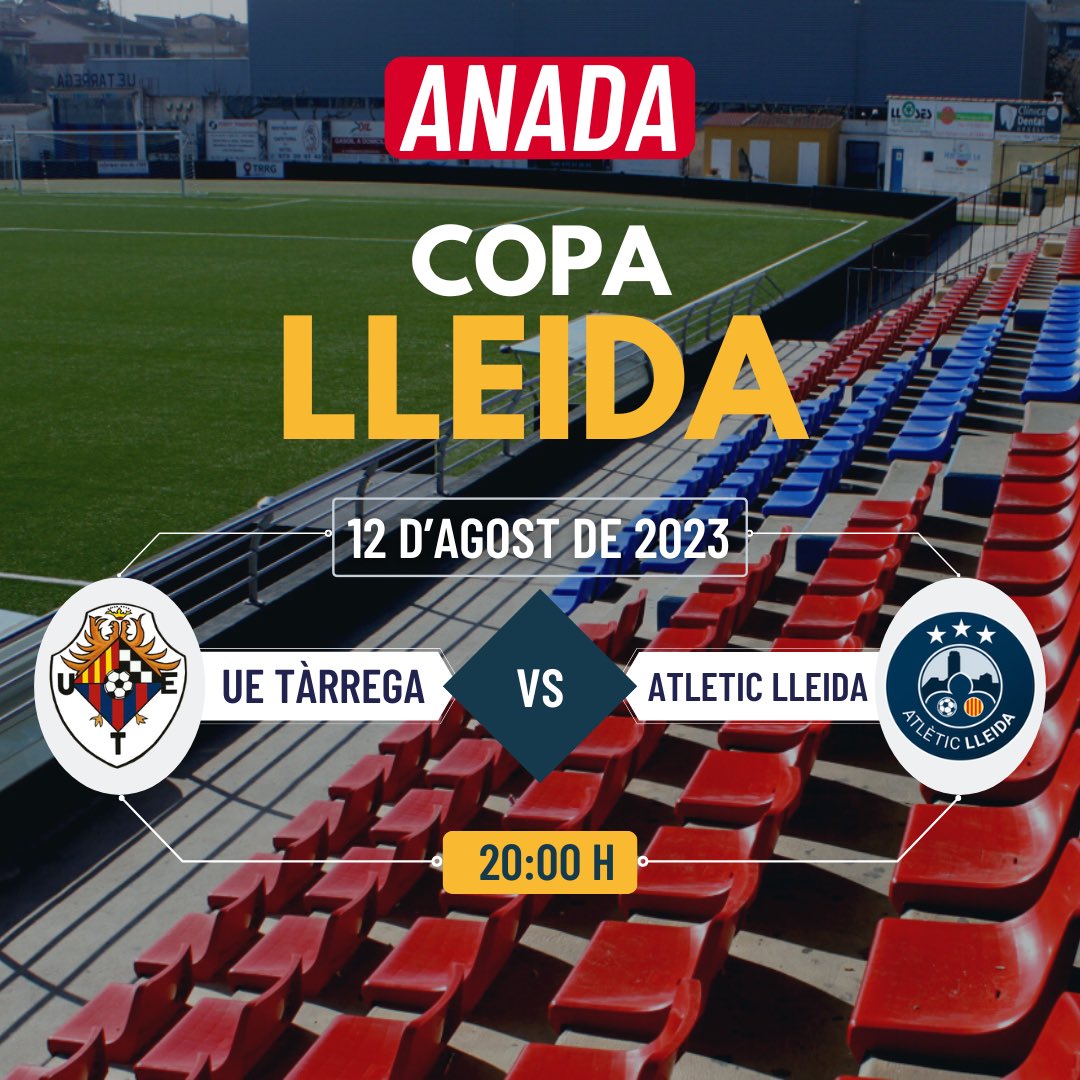🎯 Torna la Copa Lleida ⚽️‼️

Anada quarts de final 

 🆚 <a href="/atletic_lleida/">Atlètic Lleida</a> 
🗓 Dissabte 12 d’agost de 2023
⌚️20:00 
🏟️ Municipal Joan Capdevila

Som-hi 🔵🔴

#forçatarrega #1cat2 #1cat