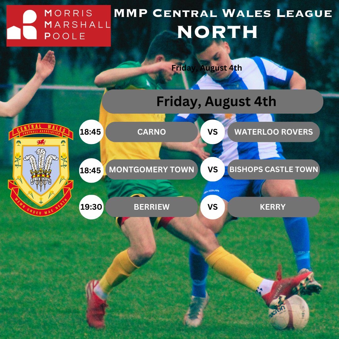 🏆𝙏𝙊𝙈𝙊𝙍𝙍𝙊𝙒

Central Wales League action begins tomorrow evening, with three games in the MMP Central Wales League North 🙌

Less than 24 hours until the opening fixtures of the season 👇

📸 @barcudcochphoto
#CWFA | #CentralWales
