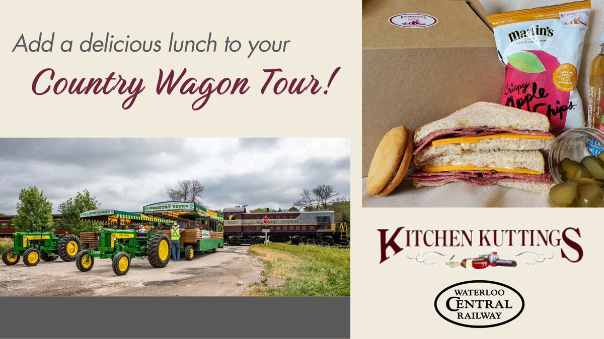 Did you know you can order a freshly made boxed lunch as part of your Country Wagon Tour experience? Made fresh just for you by Kitchen Kuttings!
Book today at waterloocentralrailway.com/country-wagon-…