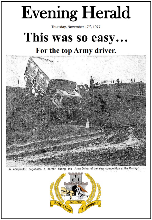 curraghhistory's tweet photo. In November 1977, the Army driver of the year took place at the Curragh Camp. 1st Place went to Pte. William O’Grady, 1st Garrison Coy, S&amp;T Curragh Camp, 2nd Place Gnr. R. Russell, 4th F.A.R. Columb Bks, 3rd Place Pte. P. Breen, 3rd Inf Bn, Connolly Bks.
https://t.co/Aq7zO3syRe https://t.co/FmFTxhDS2u