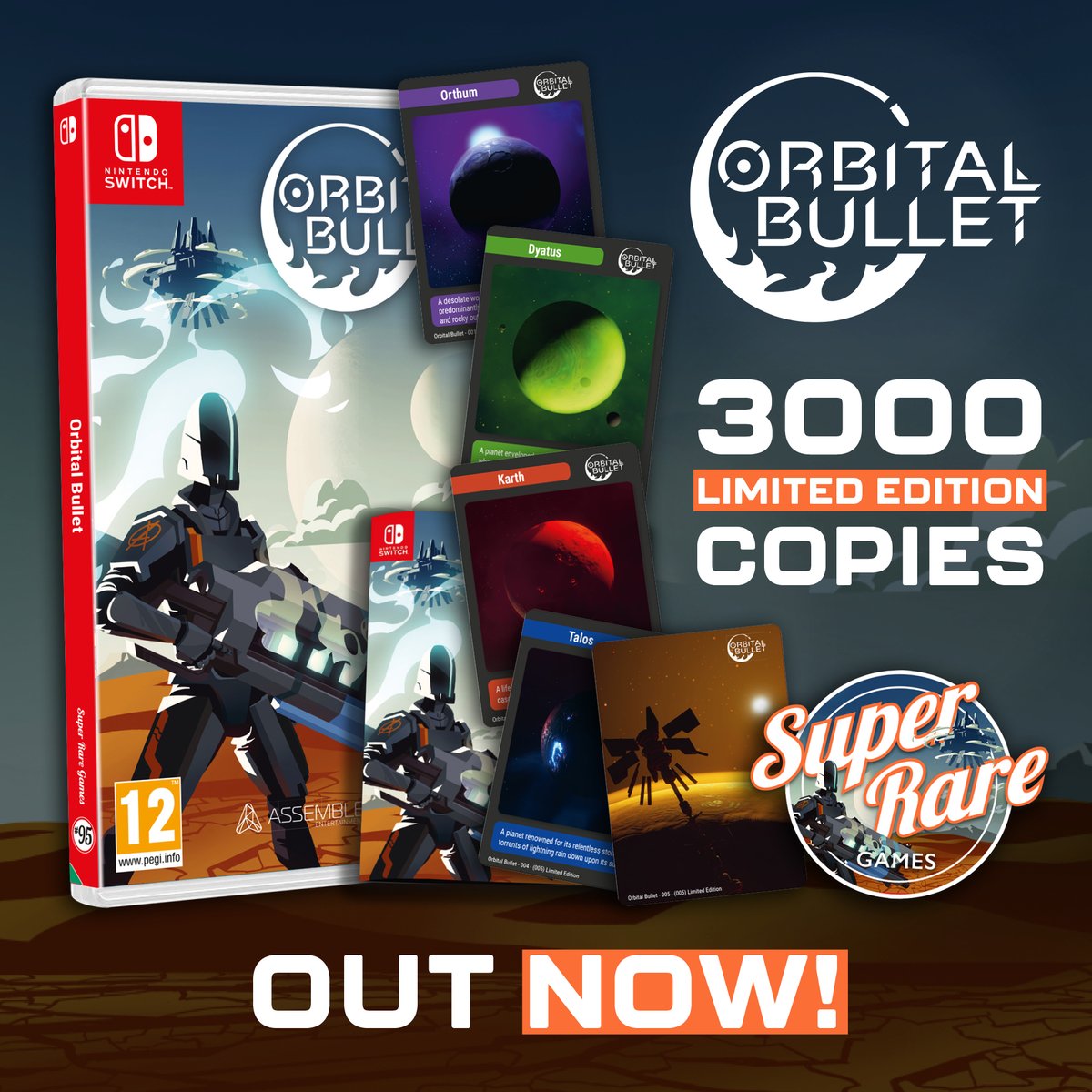 💫 PHYSICAL RELEASE 💥

We teamed up w/ <a href="/SuperRareGames/">Super Rare Games</a> to create an awesome Switch physical edition of the 360° roguelite #OrbitalBullet - and it's OUT NOW!

Thx to <a href="/SuperRareGeorge/">George Perkins</a>, @astralberryy, Tom &amp; all the other folks at Super Rare! 💖

👉 superraregames.com 👈