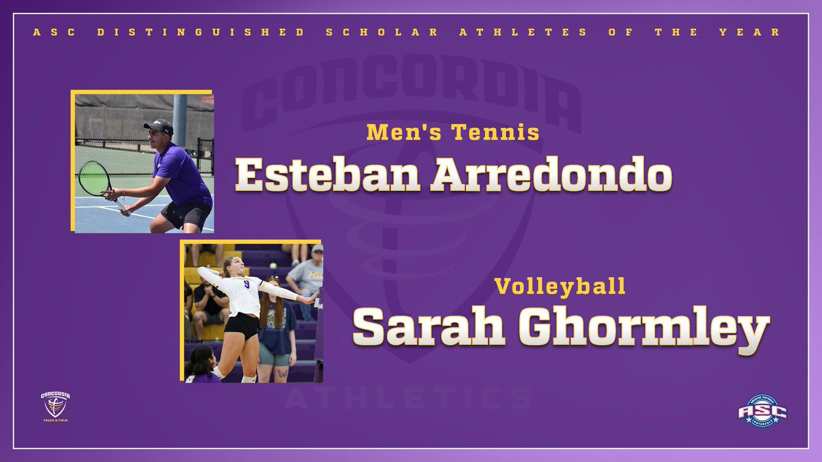 CTXAthletics's tweet photo. 𝗔𝗦𝗖 𝗗𝗶𝘀𝘁𝗶𝗻𝗴𝘂𝗶𝘀𝗵𝗲𝗱 𝗦𝗰𝗵𝗼𝗹𝗮𝗿-𝗔𝘁𝗵𝗹𝗲𝘁𝗲𝘀 𝗼𝗳 𝘁𝗵𝗲 𝗬𝗲𝗮𝗿 📚

Congratulations to Esteban Arredondo (men’s tennis) &amp; Sarah Ghormley (volleyball) for taking home top honors in the conference for their respective sports!

📰 https://t.co/d8SuNpn7wP https://t.co/KWz6z9szoz