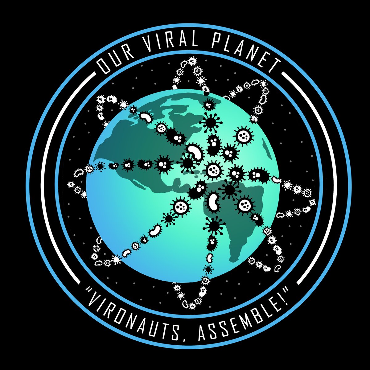markowenmartin's tweet photo. Here is the official Fall 2023 logo for my virology seminar course at the @univpugetsound. T-shirts, stickers, and buttons will be distributed to the #Vironauts. #MicrobialCentrism #MicrobialLiteracy Art by Rachael Webster. @ASMicrobiology https://t.co/zzWiWLiFWo