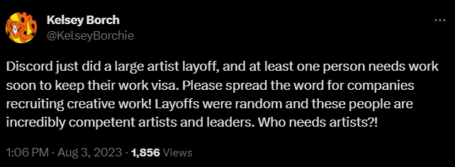 zachbussey's tweet photo. Discord appears to have laid off staff in both Marketing and Partnership departments.
#StreamerNews #TOSgg https://t.co/QQbY2AXMw0