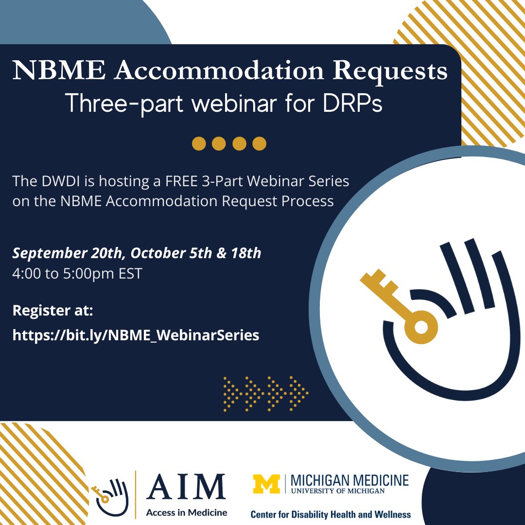 DocsWith's tweet photo. Join us for a special 3-Part Webinar Series dedicated to the updated: Guide for Requesting Accommodations on the USMLE Step exams

We hope you'll join us for these informative sessions!

FREE Registration: https://t.co/BuyTuY0ipw

#DocsWithDisabilities #MedEd #AccessInMedicine https://t.co/BDWa8cqGuy