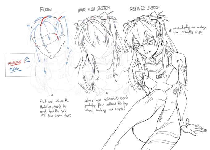 How to draw Asuka hair lol 