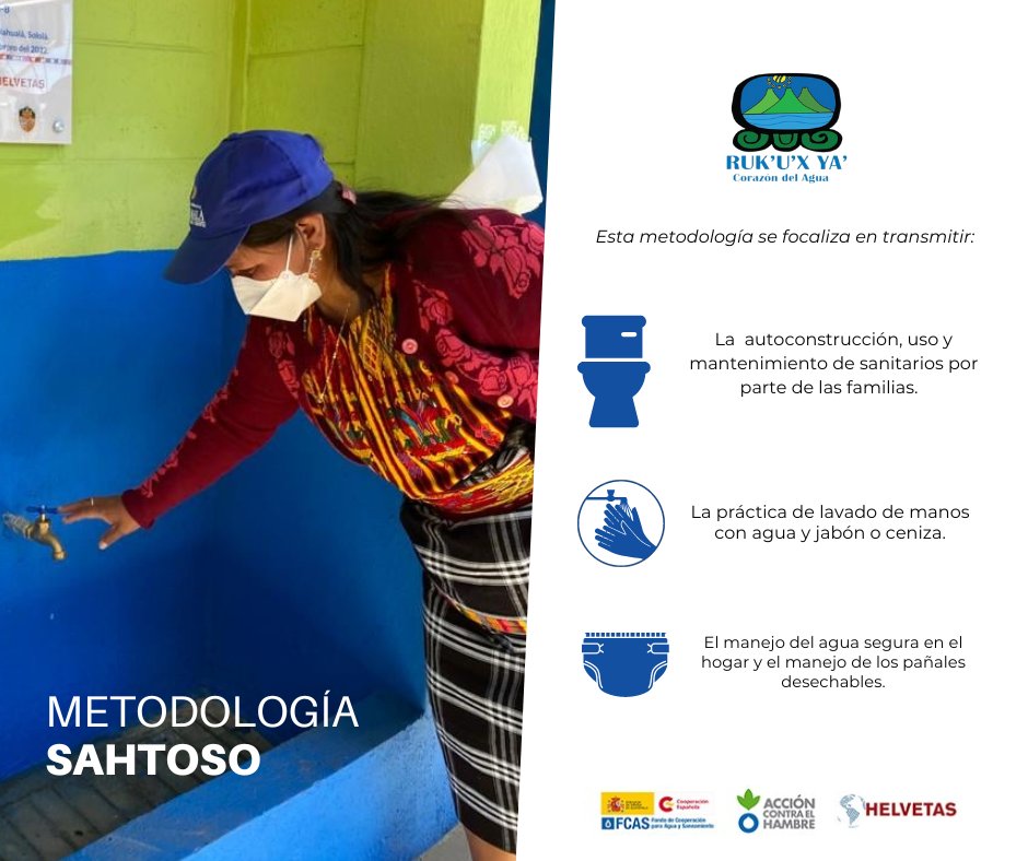 Aecid_Guatemala's tweet photo. 👏El #ProgramaRukuxya facilita la metodología #SAHTOSO en el territorio de 📍Sololá🇬🇹,  para la transmición y promoción de buenas prácticas de higiene y saneamiento. 

🤝💦Una solución sostenible y liderada por las propias comunidades. 
@HelvetasGuate 
@achguate_ 
#FCAS
#ODS6 https://t.co/mckVSZEi3f