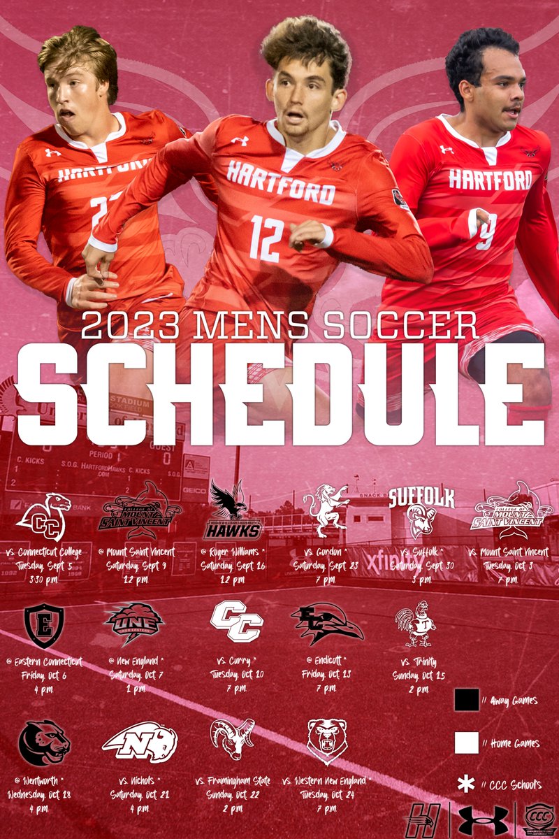HartfordMSOC's tweet photo. 🚨Mark your calendars!🚨

We've announced our schedule for the upcoming 2023 campaign! The Hawks open up the season at home against @CamelAthletics on September 5th at 3:30 p.m! 🤙

🗓: https://t.co/l6qBORo9fS

#HawksRISE https://t.co/aLS5DAcDtt