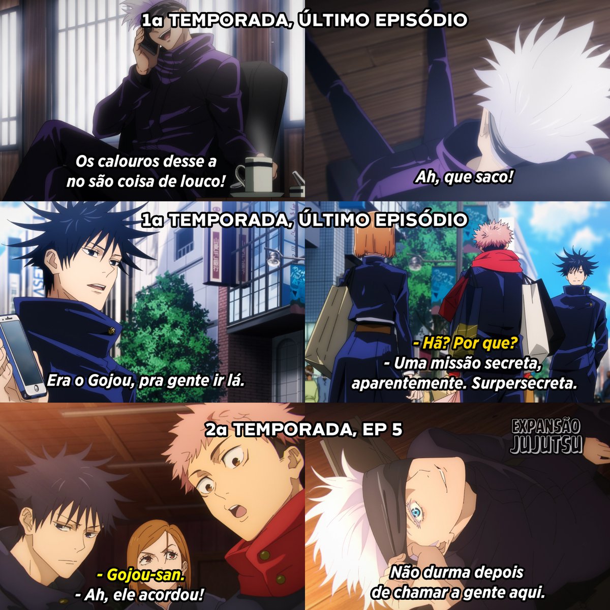 jujutsuexpansao's tweet photo. Uma curiosidade interessante sobre esse último episódio do arco do Gojo.

Se você reparar no último episódio da primeira temporada, vai perceber que o Gojo está na mesma sala em que ele está nessa cena no final do episódio.

É provável que ele tenha dormido logo depois de ter desligado a chamada com a Utahime, e sonhado com todo o flashback de seu passado (Já que na ligação eles estavam falando de um suposto "traidor").

Shota Goshozono manjou demais nessa.

#JujutsuKaisen