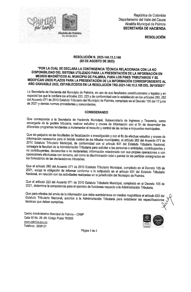 VYVAC_SAS's tweet photo. Se amplían los plazos para la presentación de información exogena en el municipio de Palmira. https://t.co/KvgBwyYD7i