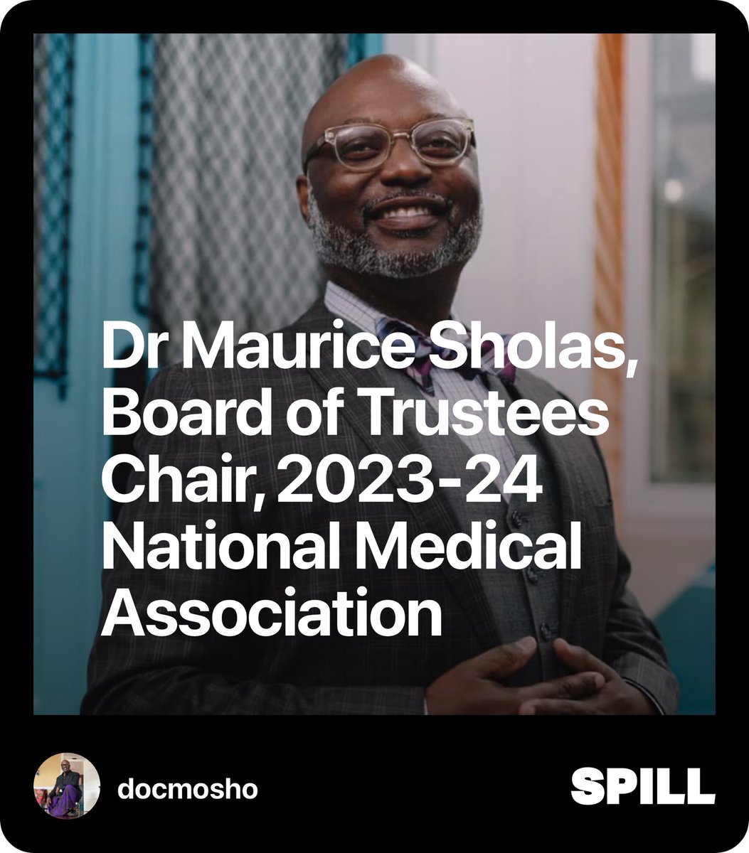 Dr. Maurice Sholas (@docmosho) on Twitter photo Honored to serve as the National Medical Association (NMA) Chair of the Board 2023-2024.
The <a href="/NationalMedAssn/">National Medical Association</a> is the collective voice of African American physicians & the leading force for parity & justice in medicine & the elimination of disparities in health. #MedTwitter Honored to serve as the National Medical Association (NMA) Chair of the Board 2023-2024.
The <a href="/NationalMedAssn/">National Medical Association</a> is the collective voice of African American physicians & the leading force for parity & justice in medicine & the elimination of disparities in health. #MedTwitter