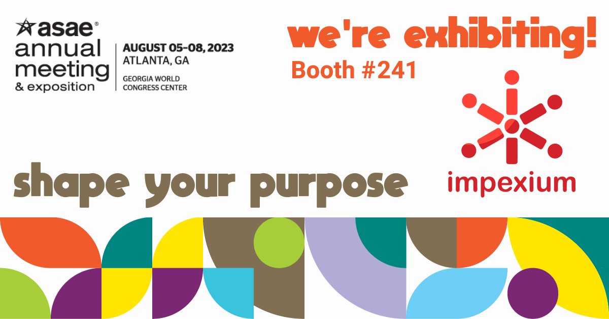 reMembers_Assn's tweet photo. We are excited to attend the 2023 ASAE Annual Meeting & Exposition and would love to connect with you:
August 5-8: Visit booth 241 to demo Impexium
August 5: Join us at the AWTC Happy Hour from 4-5PM
#ASAE #ASAEAnnual #assn #assnevent #assnchat #assntech #assnprof #association https://t.co/OOD9Ij3WYE