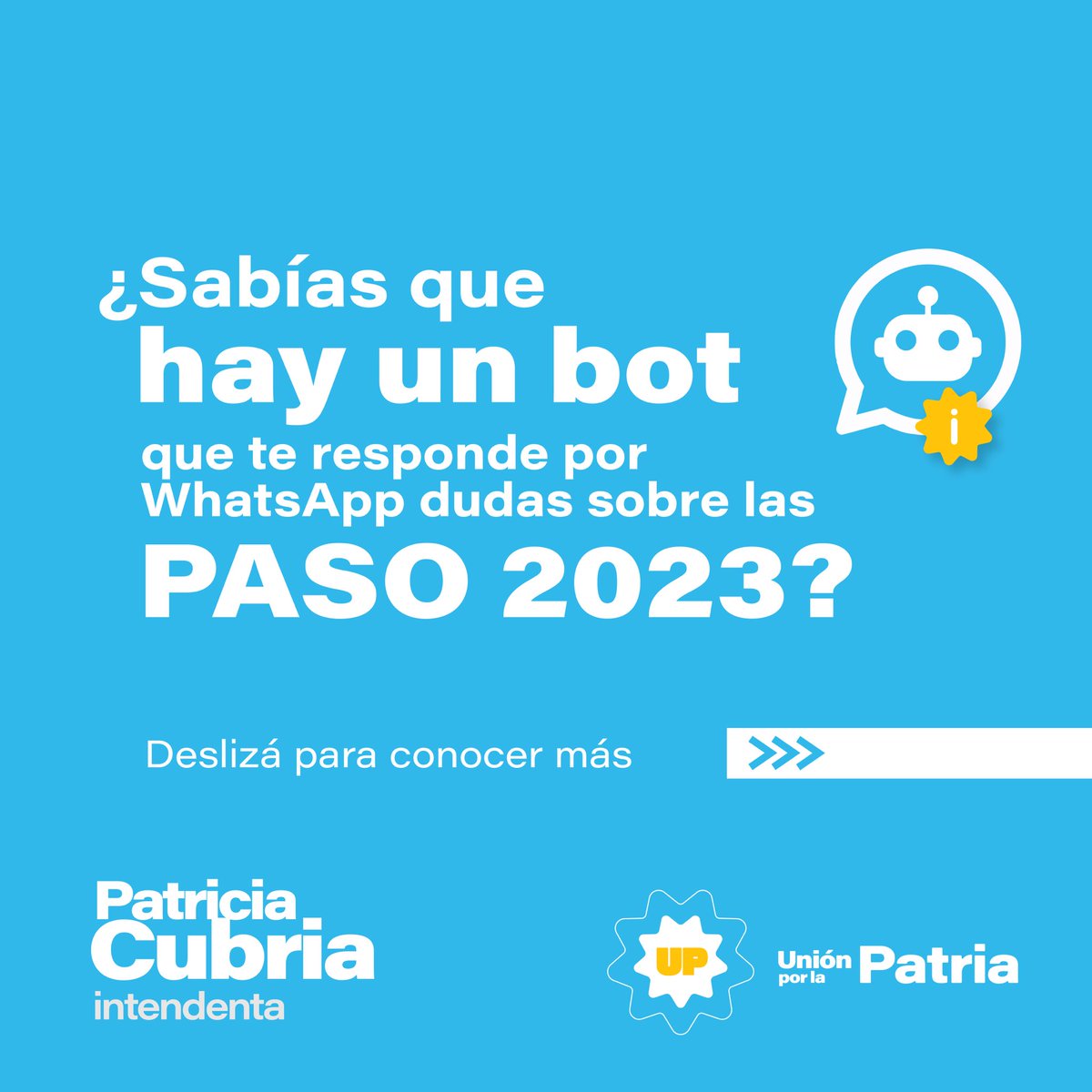 FalbiVane's tweet photo. 📲¿Sabías que hay un BOT para sacarte dudas antes de las #PASO2023?⁣
⁣
La Cámara Nacional Electoral presenta "Vot-A", un asistente virtual en WhatsApp para responder consultas sobre las #PASO del 13/08 y las elecciones generales del 22/10.⁣
⁣
#CubriaIntendenta https://t.co/hu7E3Il8ZT