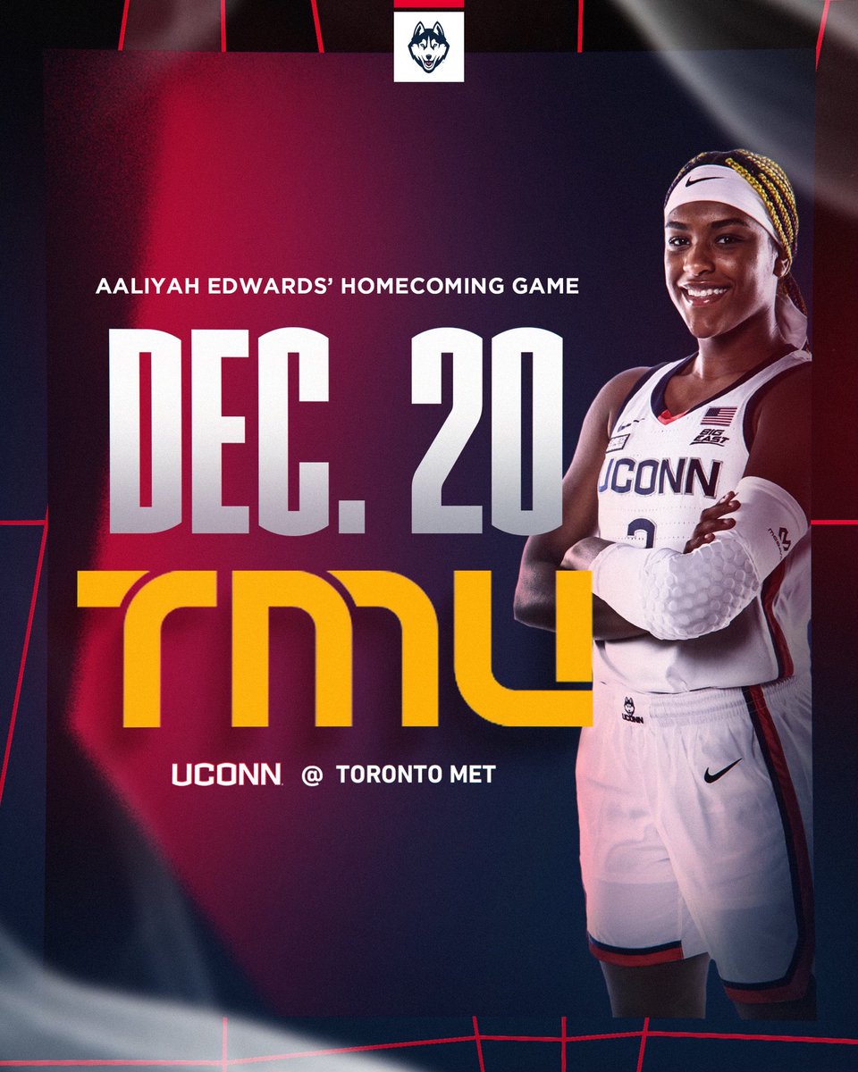 OH CANADA 🇨🇦 we’re coming for ya! The Huskies will be in Toronto on Dec. 20 for Aaliyah Edwards’ homecoming game. uconnhuski.es/3DI1s3o