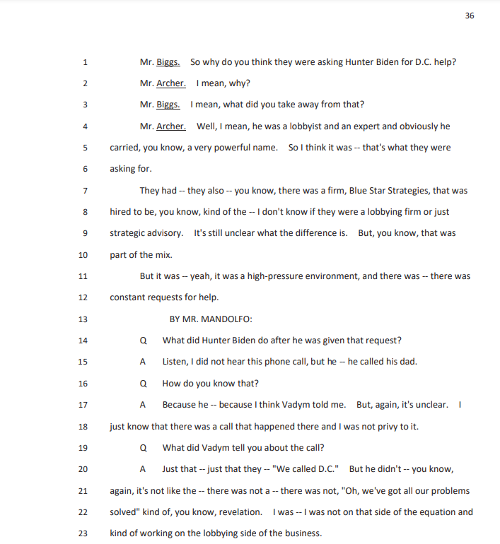 Republicans's tweet photo. Burisma officials asked Hunter Biden for help, and what did Hunter do immediately after according to Devon Archer? “He called his dad.” https://t.co/f6226xGLza