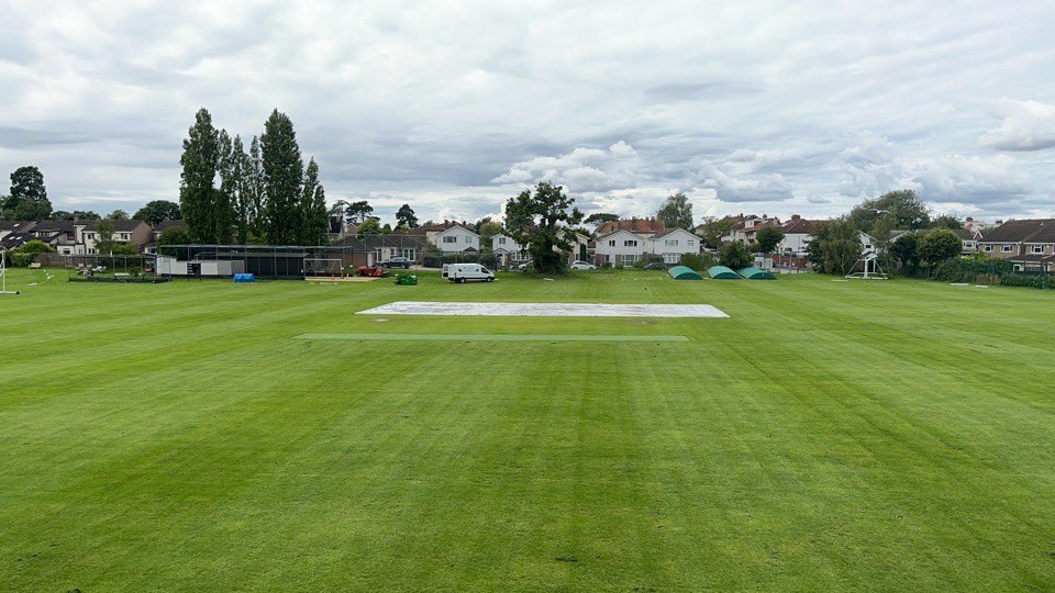 GoldenHillCC's tweet photo. 2 hours of mopping up water so we could whip the covers off to prep tonight’s and the weekends tracks.
All undone by a monsoon that dumped enough back on again to flood the entire square #SeriousDuke #GrumpyGroundsman https://t.co/sh9M2Bj4uy