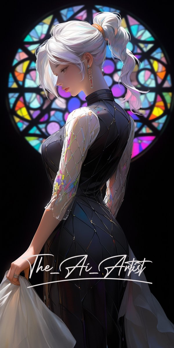 The_AI_Artist__'s tweet photo. Celestial Beauty in Stained Glass Attire https://t.co/ZrUIRMPUZW