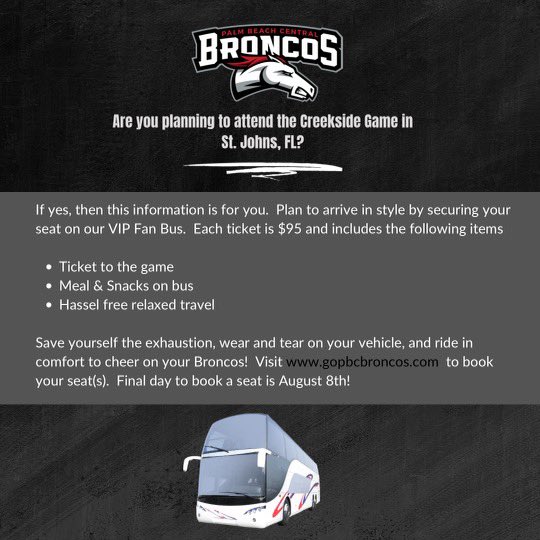 PBCbroncosFBALL's tweet photo. Get your seats early filling up fast. https://t.co/JYvtqT5MKS