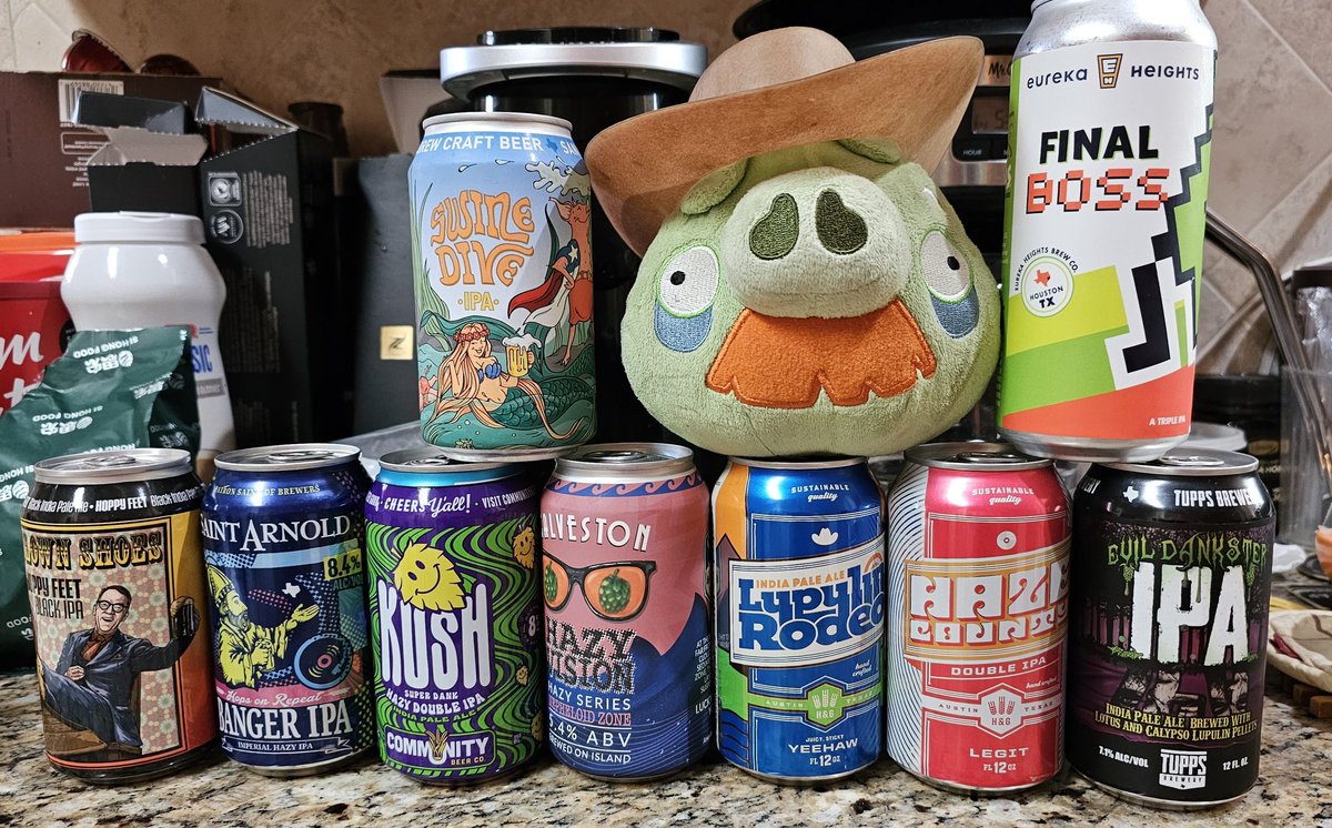 #YEEEEEHAAAAWWWW!!!  It's #NationalIPAday, and check out these great specimens I got from
<a href="/SaintArnold/">Saint Arnold Brewing Company</a>
<a href="/EurekaHeights/">Eureka Heights</a>
 <a href="/clownshoesbeer/">Clown Shoes Beer</a>  <a href="/communitybeer/">Community Beer Works</a> 
<a href="/hopsandgrain/">Hops & Grain Brewing</a> <a href="/AustinBeerworks/">Austin Beerworks 🪙</a> <a href="/TuppsBrewery/">tuppsbrewery</a> 
&amp; <a href="/aquabrewsmtx/">Aquabrew</a> 

Come join me <a href="/KPRC2Justin/">Justin Stapleton</a> so we can #RelaxAndHaveAnIPA!!!