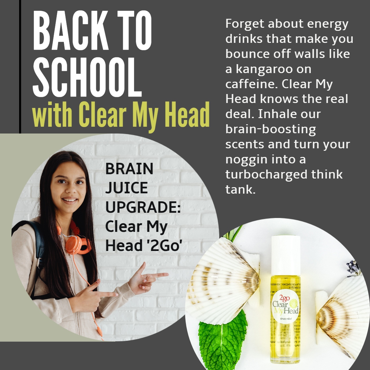 clearmyhead's tweet photo. BACK TO SCHOOL Forget about energy drinks that make you bounce off walls like a kangaroo on caffeine. Clear My Head knows the real deal. Inhale our brain-boosting scents and turn your noggin into a turbocharged think tank. Roll it on, and roll into class. #YOUGOTTHIS! #School https://t.co/KCc9NU3hXD