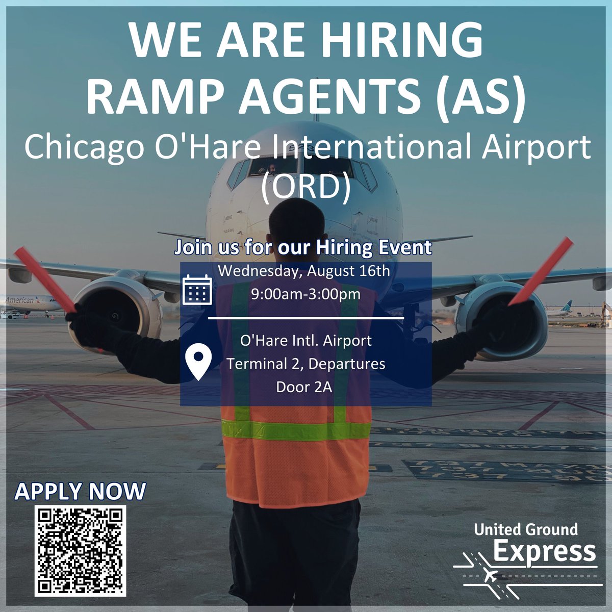 UGESocial's tweet photo. Join us for our hiring event at O'Hare International Airport (#ORD)! ✈️
More Info⤵️

Positions:
▪️Ramp Agent

Benefits:
▫️$18.00/hr
▫️ Flight Benefits
▫️ Medical/Dental/Vision
▫️ PTO
▫️ And more!

Apply before the event:
🔗 https://t.co/yofSZRfSjW

#WeAreUGE | #Careers | #Hiring