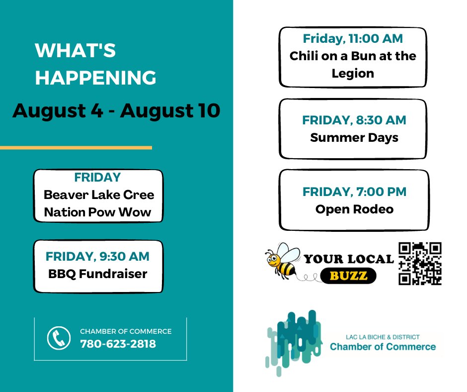 LLBChamber's tweet photo. There's plenty of things to see and do in this week's feature of "What's Happening in Lac La Biche &amp; Surrounding Areas". Below are just a few of the great events taking place right here in our community! https://t.co/ToWOAXvGR5