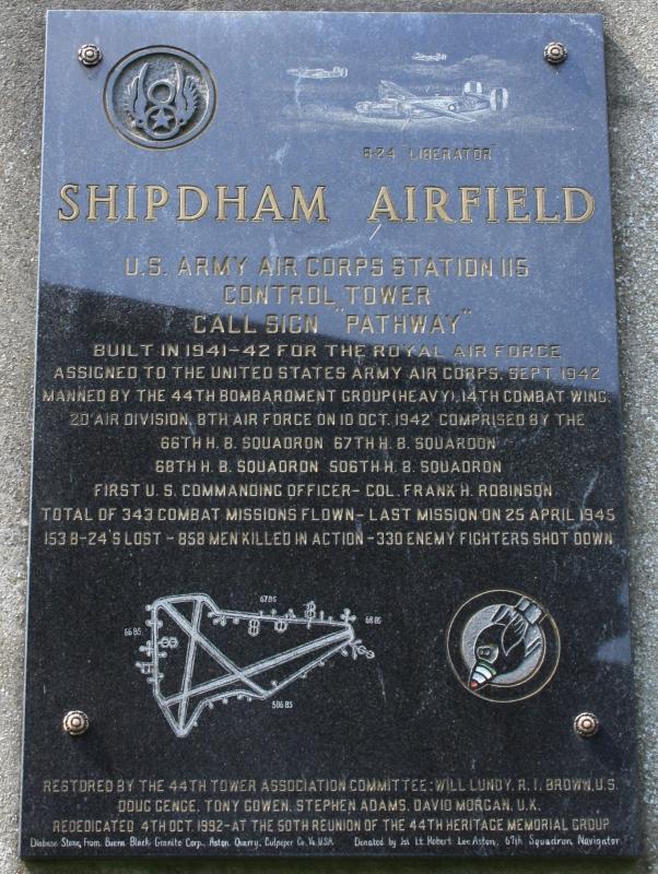 Shipdham, home to the 44th Bomb Group
flew 343 missions with credit for 8009 sorties.  153 a/c # MIA, yes that means about 1530 men #MIA.  #WWII