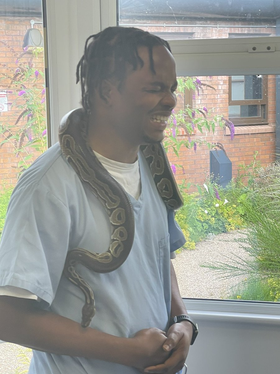 Facing our fears &amp; trying to be brave in front of our patients 🐍 #failed #oakward #critters