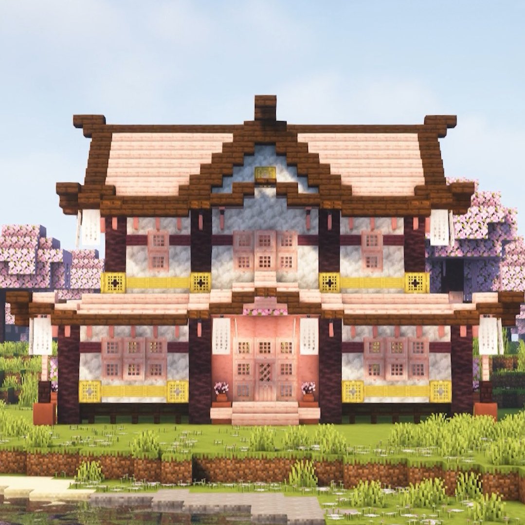 Casa de madeira de cerejeira 1.20 #Minecraft #Cherrycraft